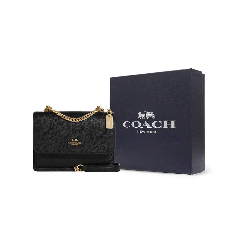 Coach Klare 18 Однотонная Сумка-гармошка с клапаном и цепочкой на плечо Мини Женская сумка на плечо Черный C9949-IMBLK