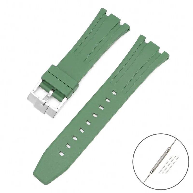 Ремешок из фторкаучука для Audemars Piguet Royal Oak 15400 15500 26331, мужской мягкий ремешок с пряжкой-бабочкой из FKM, сменный ремешок для часов AP 26 мм