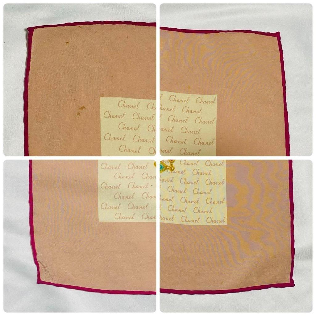 Used CHANEL Large Scarf Logo Bijou Smoky Pink