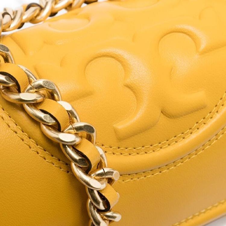 Tory Burch Сумка через плечо Fleming с матовым ромбовидным стеганым подвесным кисточкой и плетеной цепочкой, клапан, натуральная кожа ягненка, женская сумка на плечо, желтый 75576-744