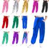 Unisex Kids Metallic Shiny Dance Pants Elastic Waistband with Pockets for Hip Hop Jazz Performance