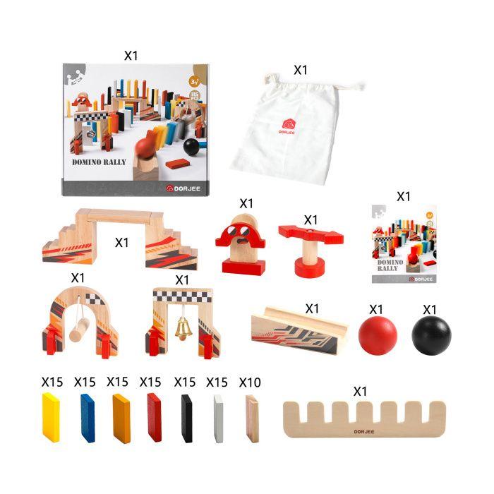 Красочная деревянная игра Домино Ралли 115 деталей - Дорджи - D3.400 - От 4 лет