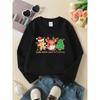 Cookie Hot Cocoa Christmas Reindeer Tree Girls' Crewneck Sweatshirt | Autumn and Winter Western Style Top