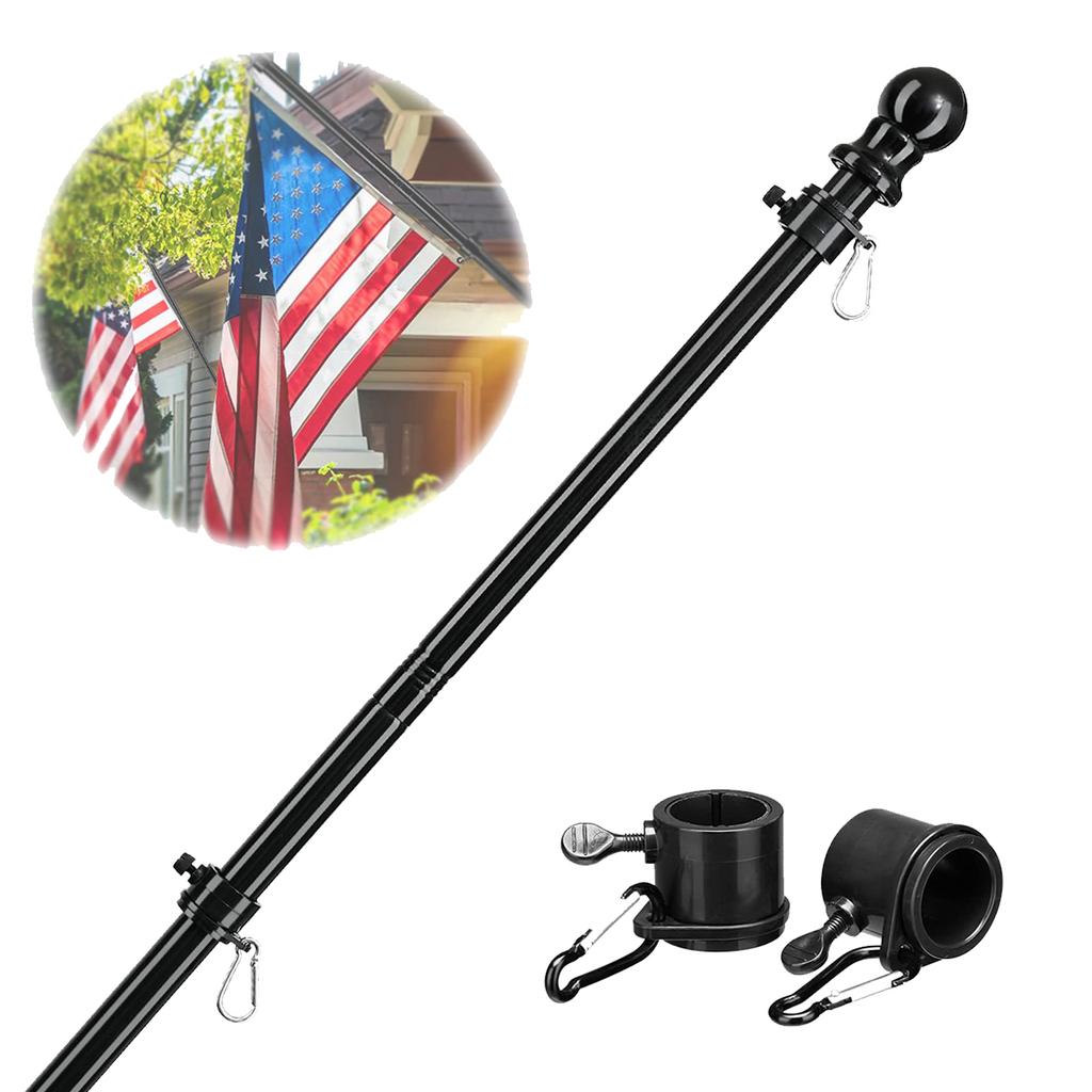 American Flag Poles 1.8M Telescopic Flag Pole with 360 Rotating Rings Adjustable Length Flag Pole Holder for Porch Boat Truck