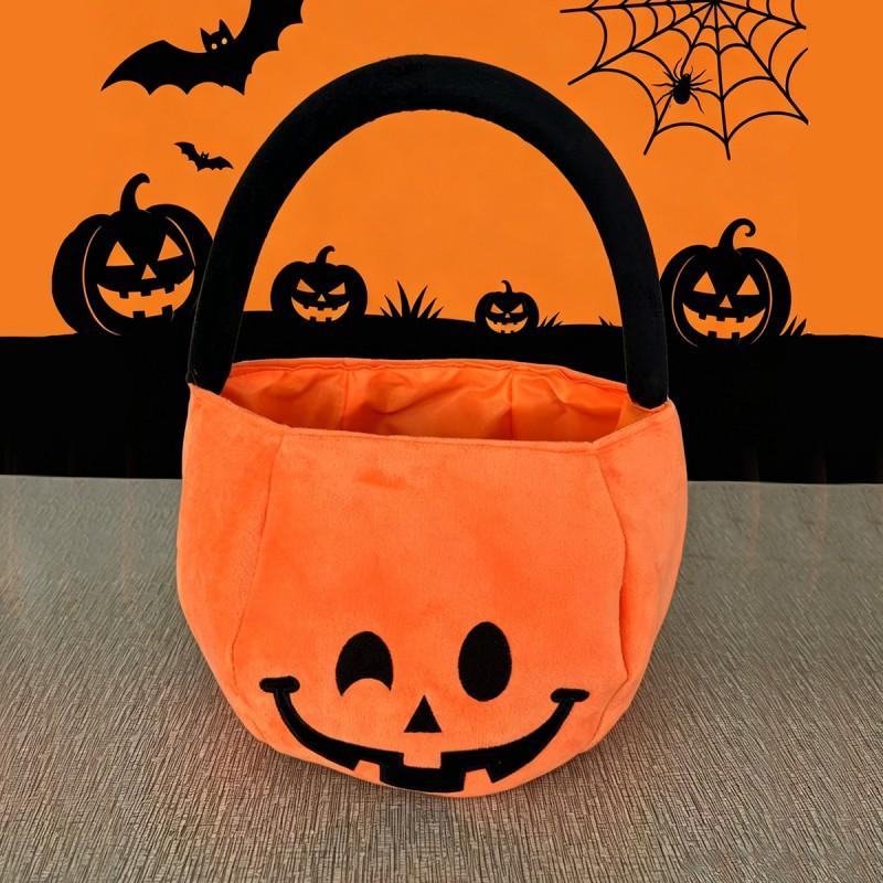 Halloween Pumpkin Treat Bucket Kids - Nonwoven Fabric Candy Bag With Handle Orange Black Cat Witch Hat Pirate Styles