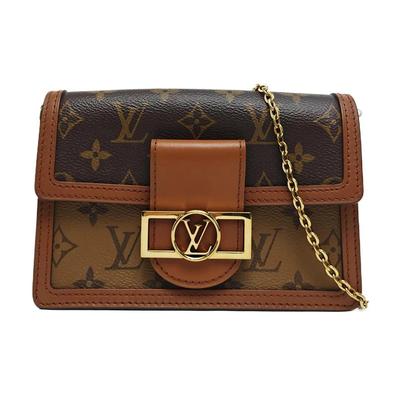 [Б/У] Кошелек-клатч Dauphine на цепочке 'Коричневый холст Monogram Reverse' - Очень хорошее состояние #1KSLGQR