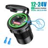 USB Type C Dual Port Car Motorcycle Boat Charger Socket QC 3.0 PD Fast Charge Auto Power Adapter with ON/Off Switch 12-24V Universal Blue Light