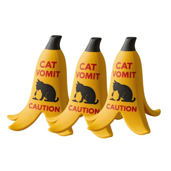 1/2/3Pcs Cat Vomit Caution Sign Banana Peel Cat Vomit Warning Sign Home Office Mini Table Sign Humorous Decoration Animal Lovers Gift