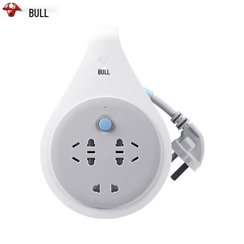 BULL 10A 3-Outlet Mobile Cable Reel Power Strip with Overheat Protection CN plug (adapter included)