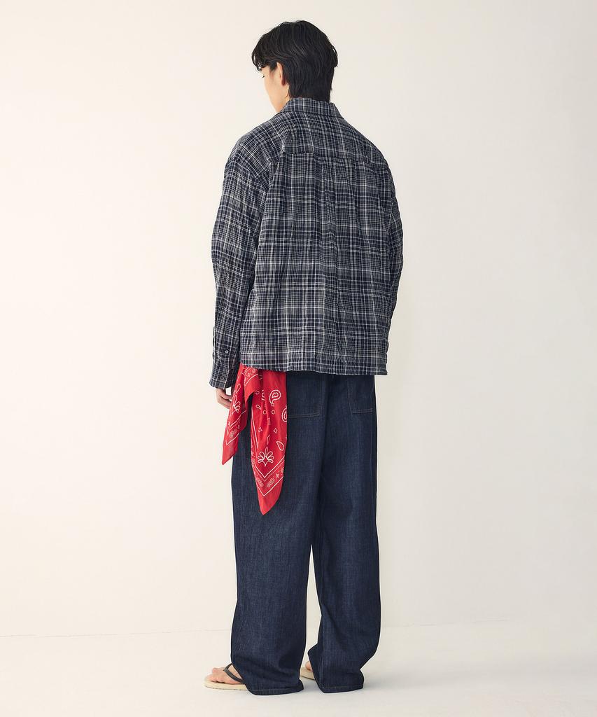 STUDIO TOMBOY [Men] Pocket Embroidery Detail Check Shirt_Navy 9156221321