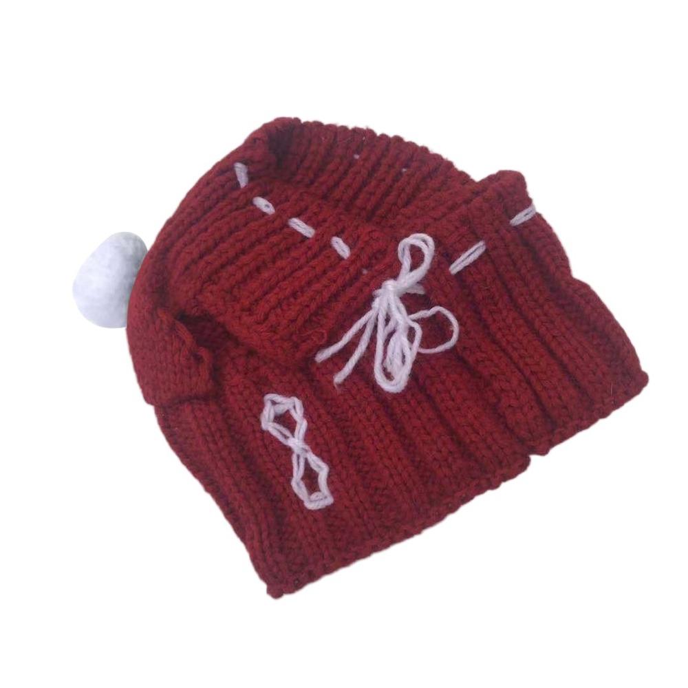 Шерстяная зимняя шапка для собак красного/зеленого/серого цвета, рождественские шапки для домашних животных, шапка для щенков с мячом для улицы