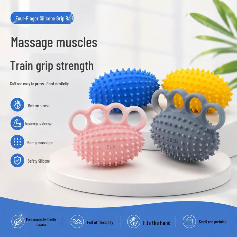 Silicone Four-Finger Grip Soft Ball for Beginner Hand Therapy and Strength Rehabilitation