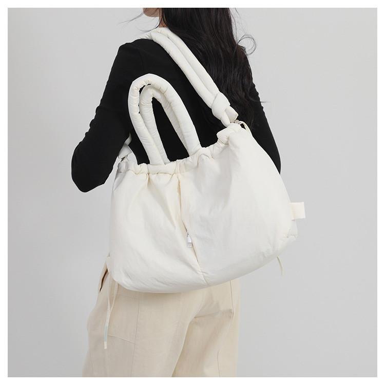 Ielgy Large-Capacity Solid Color Cotton-padded Clothes Bag All-Match Cross-Body Shoulder Bag