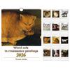 2026 Cat Wall Calendar Funny Weird Cats In Renaissance Art Monthly Planner with Clear Date