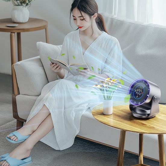 Air Cooling Fan Digital Display Strong Airflow 100 Speeds Adjustable Rechargeable Ultra Quiet Wall-Mounted Desk Fan