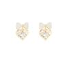 Silver needle retro bow pearl stud earrings women's high-end sense super flash zircon love earrings sweet temperament ear jewelry