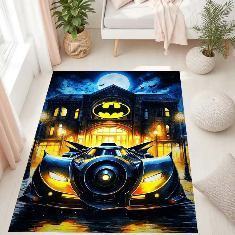 2026 New Batman Batmobile Background Non-Slip Rug, Rectangular Rug, Suitable for Living Room and Bedroom Decor