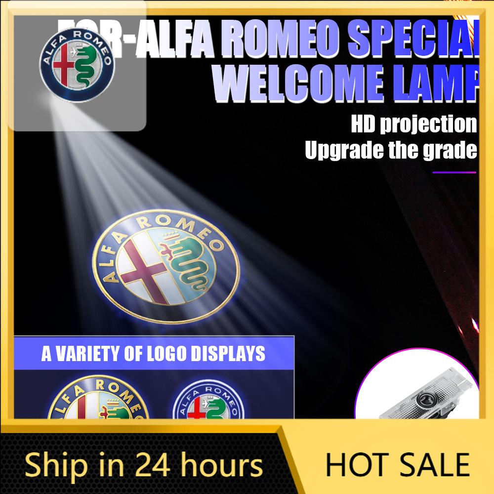 Car Sticker For Alfa Romeo 159 147 2pcs LED Car Emblem Logo Door Welcome Light Projector Lamp Ghost Shadow For Alfa Romeo Stelvi zj3