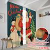 2pcs,2D Plane Printing Curtain Popular Vintage Santa Claus with Snowman & Tree Versatile 100% Polyester (without Rod)