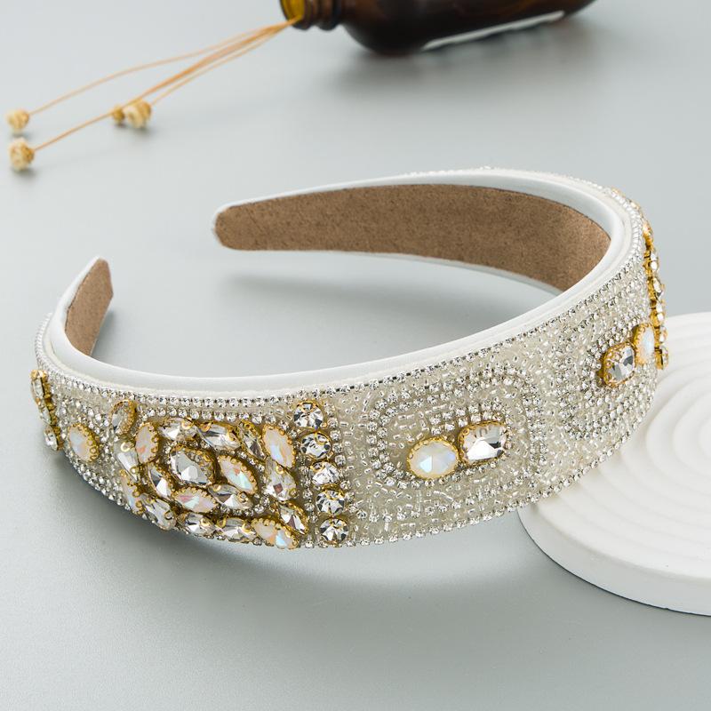 Женская повязка для волос, супер блестящий обруч для волос, рисовая бусина, драгоценный камень, вечерние аксессуары для волос