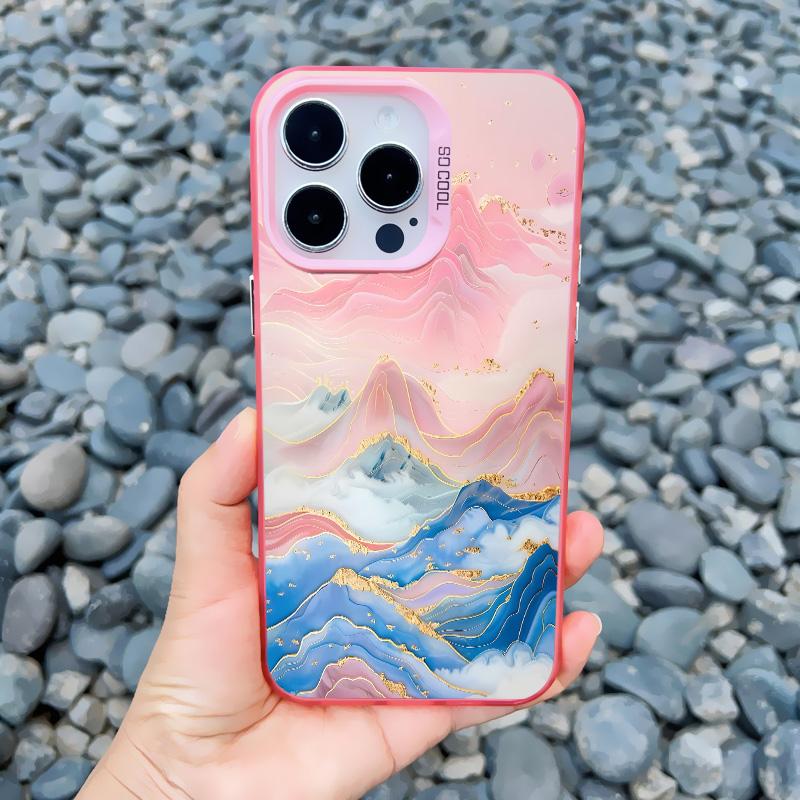 Прозрачный Розовый Облачный Морской Лазерный Чехол для Телефона Для iPhone 11 12 15 Pro Max 13 Mini 16 14 13 Pro Max Plus Ударопрочная Задняя Крышка Fundas