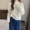 2024 Autumn Petite Casual Loose Half-High Neck Knitted Sweater for Women