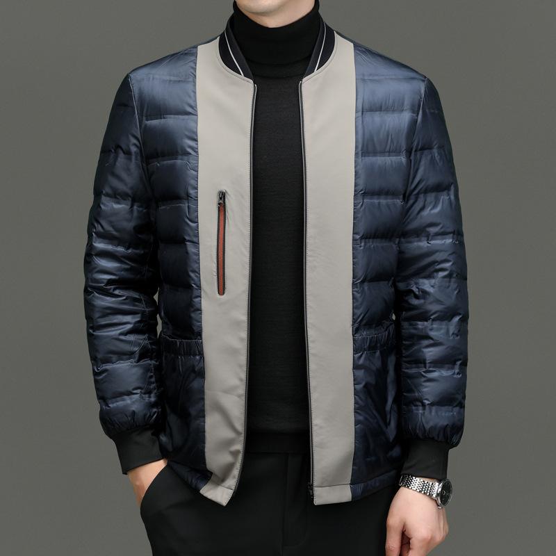 Пуховик мужской новый зимний модный средний возраст белый утиный пух подкладка теплая куртка для папы куртка