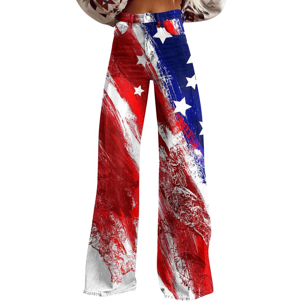 Широкие расклешенные джинсы для женщин с карманами, мешковатые брюки с винтажным цветочным принтом и высокой талией, свободные брюки