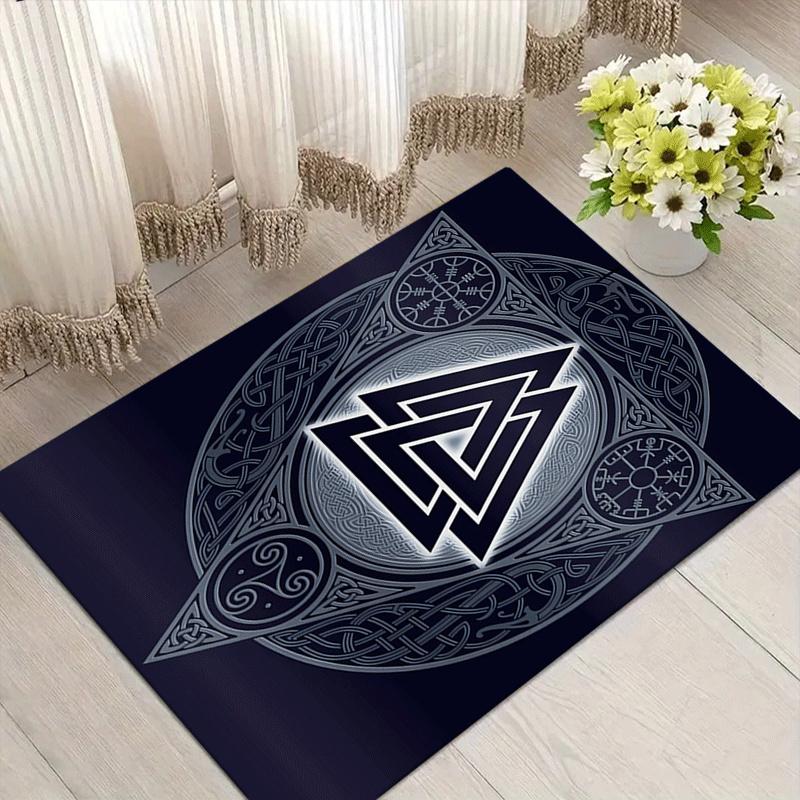1pc Viking pattern Print, Design Indoor Area Rug - Soft, Anti-Slip, and Durable Gaming Room Decor for Bedroom, Living Room