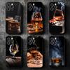 Мягкий чехол для телефона с изображением сигары, виски и льда для iPhone 16 16E 17 Air 15 Pro Max 14 Plus 13 Mini 11 12 7 Черный чехол Задняя крышка