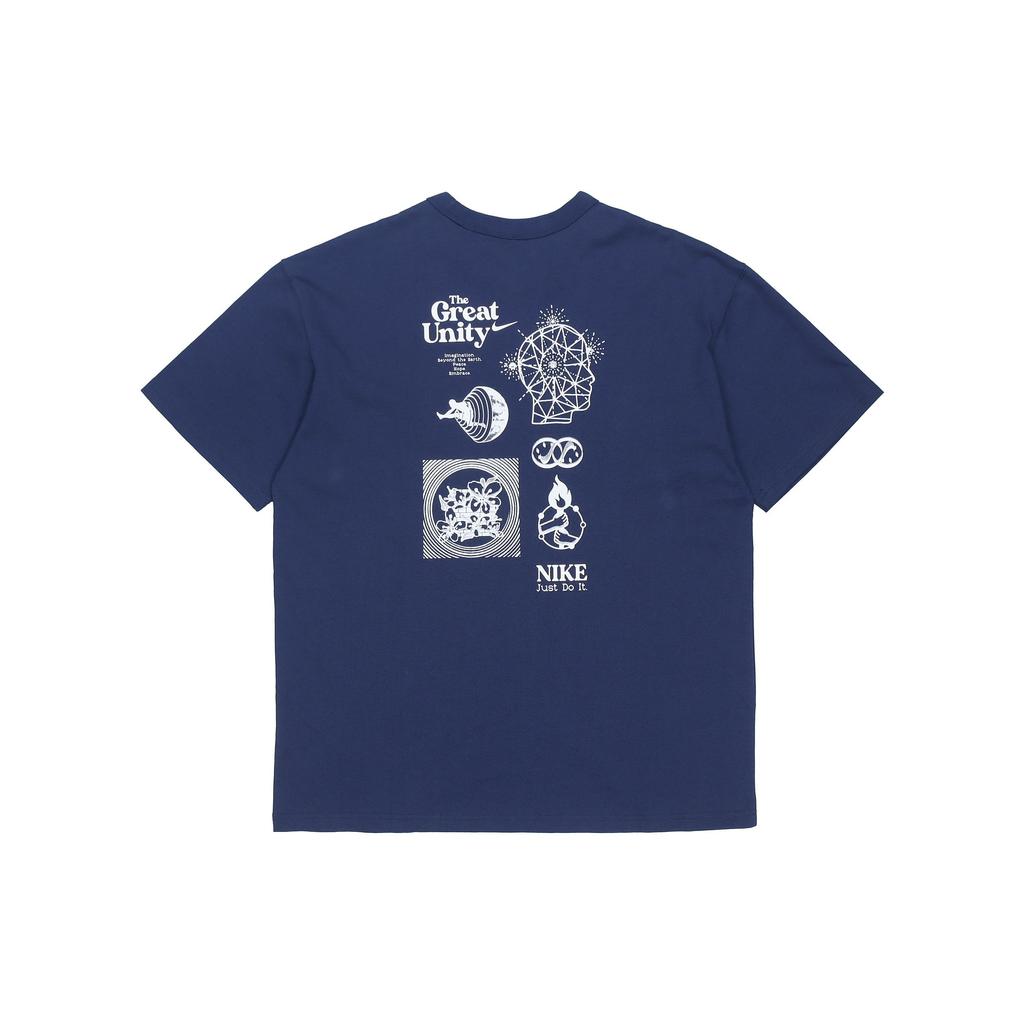 Nike Printed Sports Crew Neck Short-Sleeve T-Shirt Men Tops Dark-Blue DM7899-410