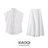 24 Summer New Product Women's Clothes Ruffled Short Sleeves Shirt Balloon Style Midi Skirt Skirt 2679654 3145654