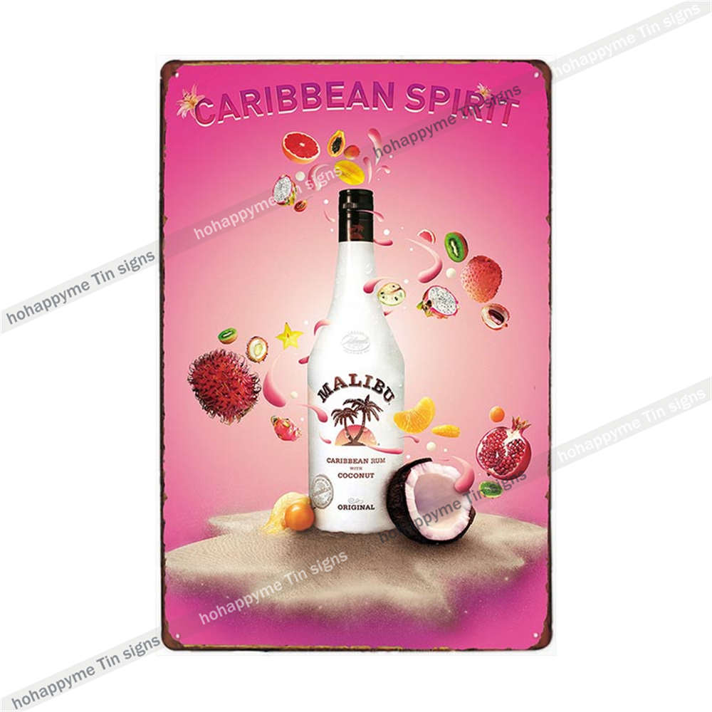 Малибу Жестяная Табличка Ром Металлическая Картина Табличка Для Бара Паба Клуба Кафе Наклейка На Стену Украшение Семейный Постер Тарелки 20x30см