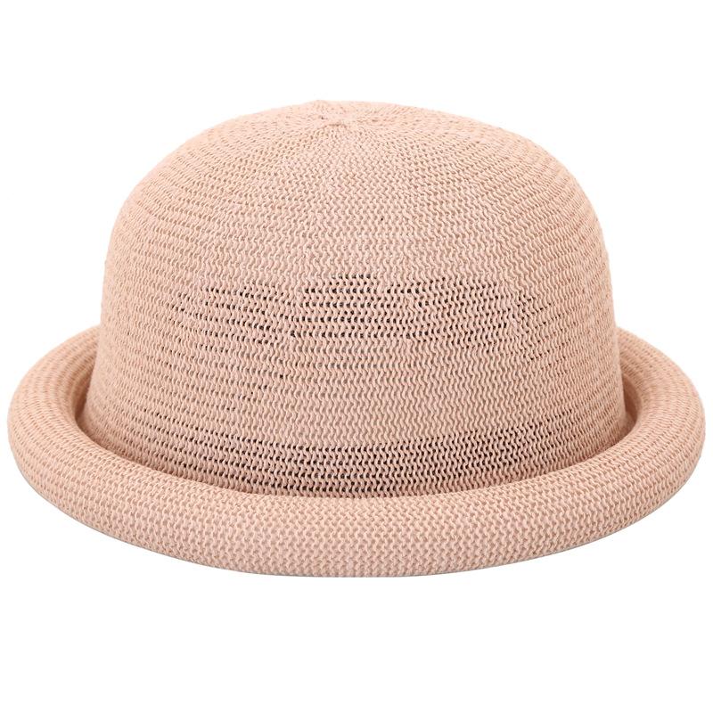 Hat Ladies Spring and Summer New Grass Yarn Curled Bowler Hat Stylish and Elegant Cold Hat