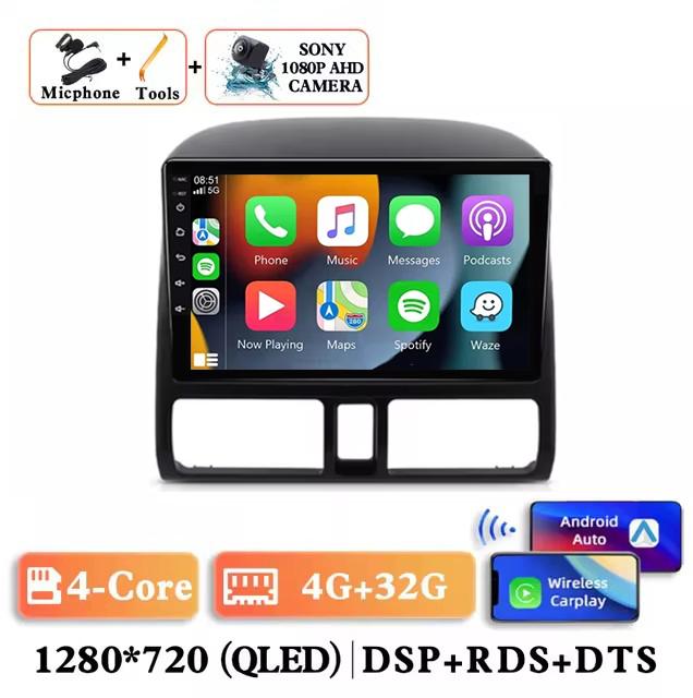 Wireless Carplay Android 14 Auto Car Radio For Honda CR-V CRV 2 2001 2002 2003 - 2006 Multimedia GPS Autoradio 4G WIFI DSP GPS