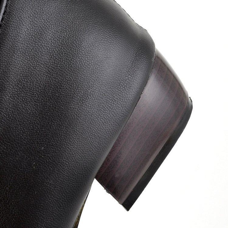 Women Boot Stylish High Boots Low Heel Soft PU Leather