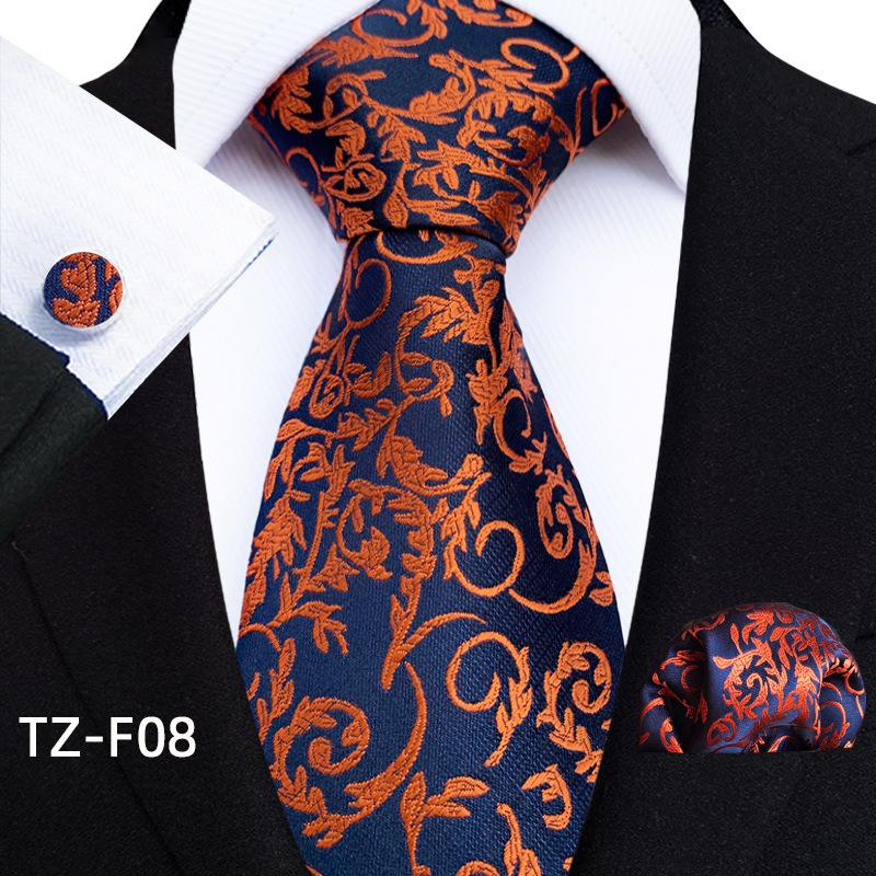 Waist Flower Men'S Tie Pocket Towel Cuff Three-Piece Set