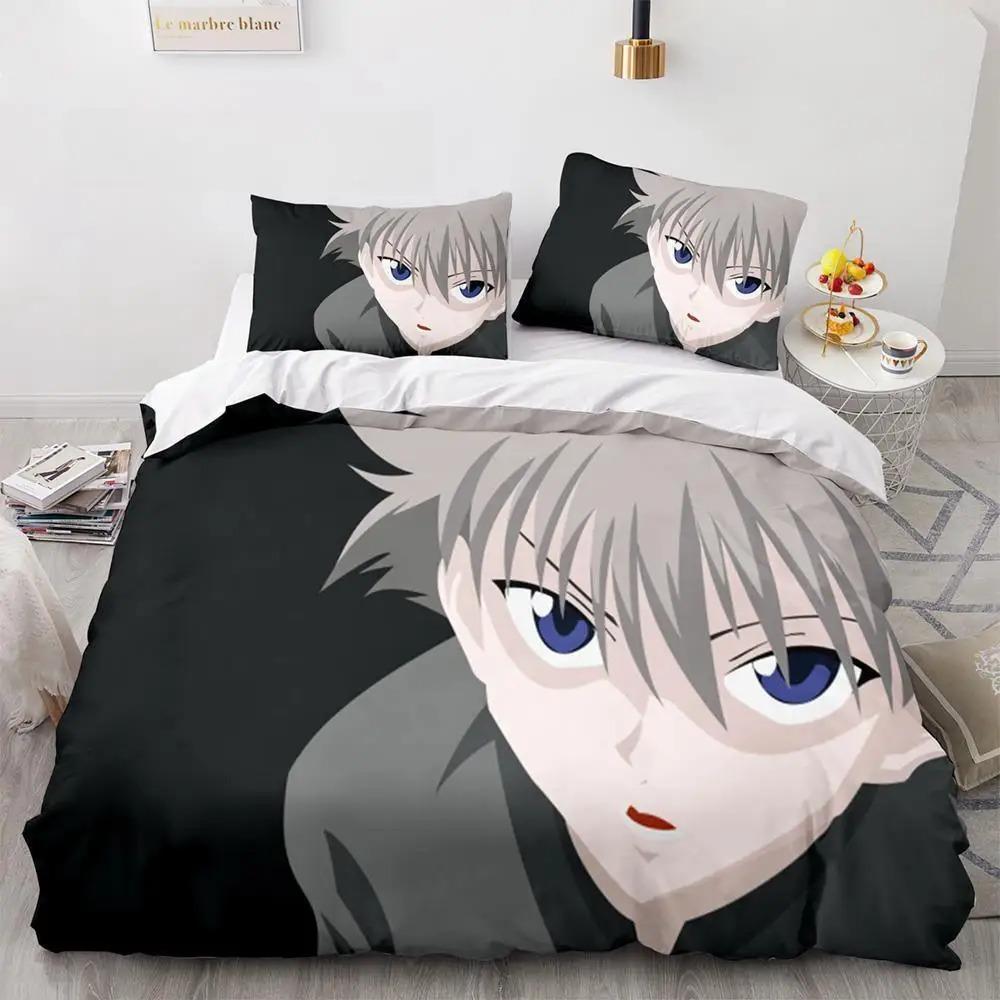 Модный 3D принт Аниме Hunter × Hunter Постельное белье Односпальный Полутораспальный Двуспальный Кинг-сайз Комплект постельного белья Взрослый Детский Спальня Комплект пододеяльника