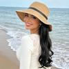 Wide Brim Fisherman Hat with Built-in Wig Sun Protection Long Wavy Curly Hair  Vacation Accessory
