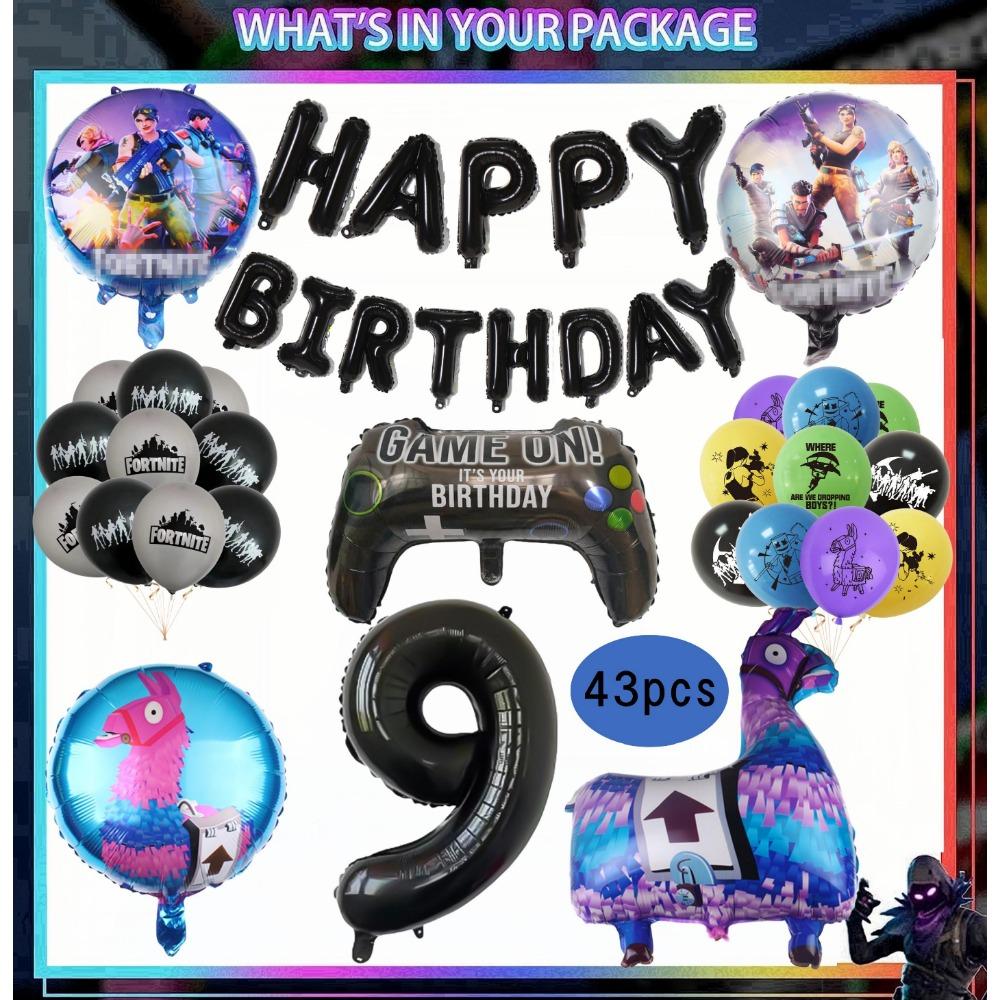 Игровой автомат Fortnition Декорации для дня рождения Набор посуды на 10 человек Задний фон Воздушный шар с альпакой Для детского праздника