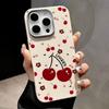Lovely Cherry Print Slim Matte for Magsafe Case For iPhone 16 Pro Max 15 14 Pro 13 12 11 Soft TPU Leather Texture Shockproof Magnetic Phone Cover
