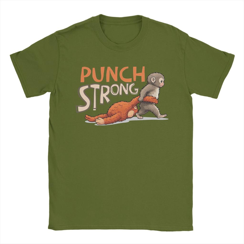 Unisex TShirt Baby Monkey Punch Strong Funny Cotton Tees Short Sleeve  T Shirts Round Collar Clothing Printed