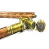 Brass Telescope with Compass and Wood Walking Stick with Brown Leather Bounded Wood Stick Spy Glass Telescope Wedding