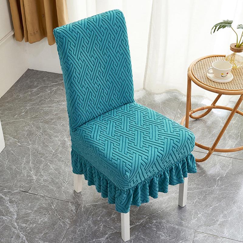 Жаккардовый стрейч чехол-юбка для обеденного стула на все сезоны
