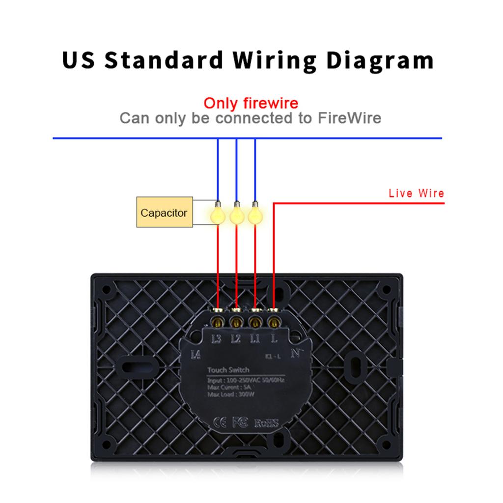 Touch Switch Power Led Panel Wall Light Switches Tempered Black White Crystal Glass Switch 1Gang 2Gang 3Gang Interruptor Inteligente AC100-250V