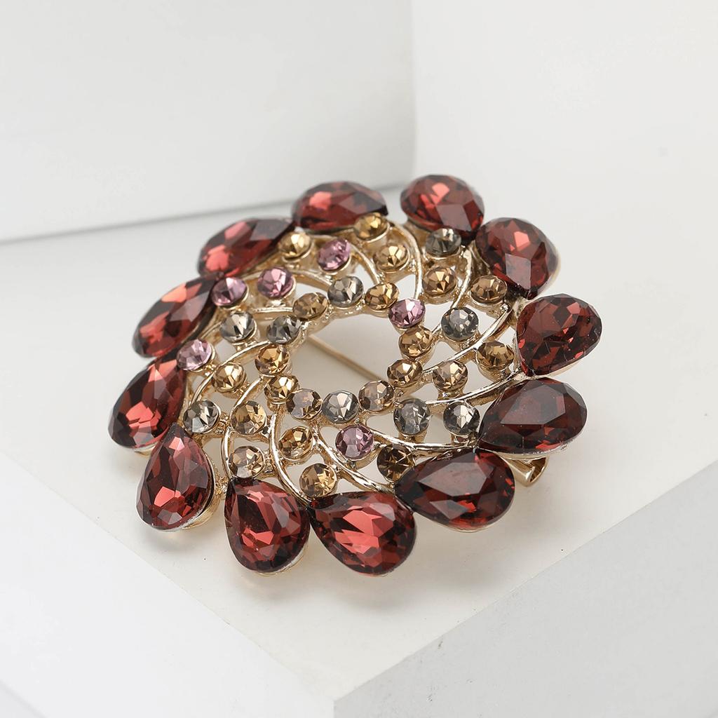 Модная ретро-брошь в виде спирального цветка со стразами, элегантный темпераментный женский костюм, пальто, корсаж, ювелирные изделия, булавка