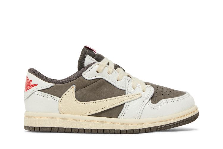Детские кроссовки Nike Jordan 1 Retro Low OG SP Travis Scott Reverse Mocha (ТД) Sail/University Red-Ridgerock
