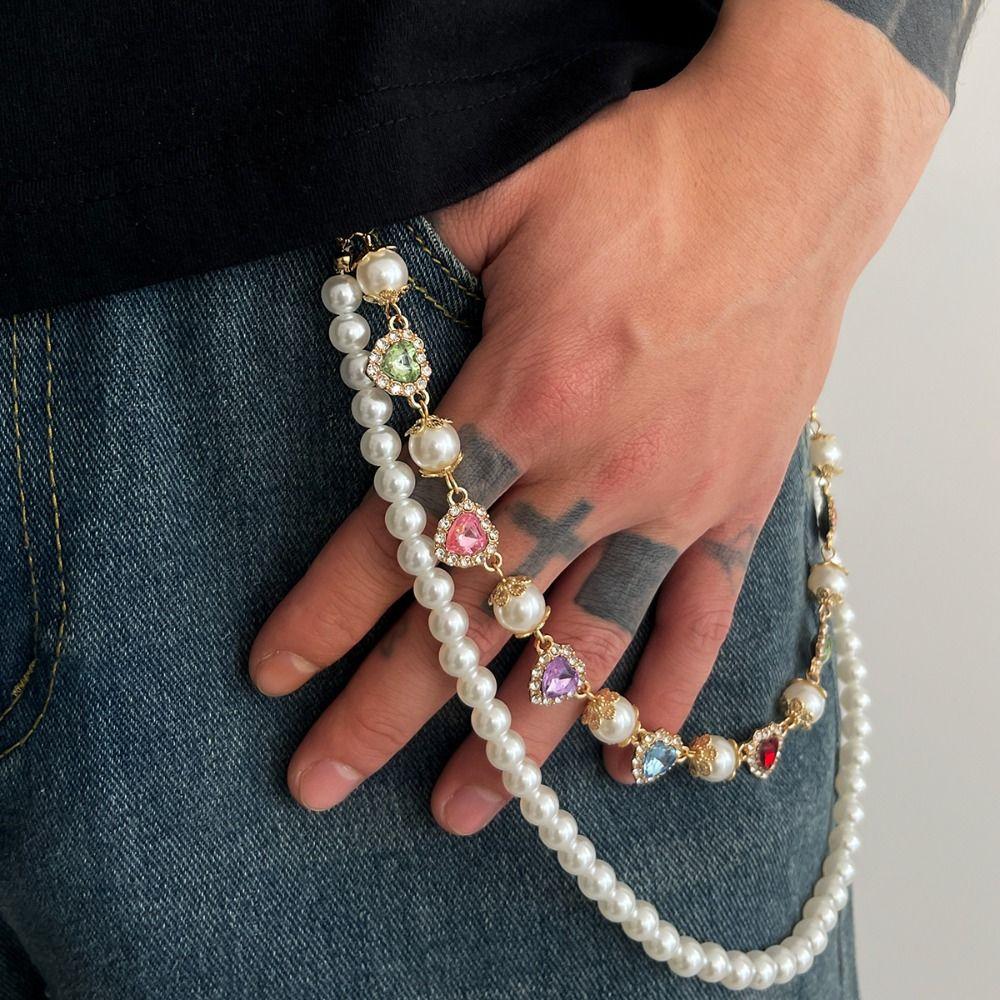 Tassel Pearl Waist Chain Zinc Zinc Zinc Alloy Pants Chain Fashion Tassel Jeans Chain Jeans