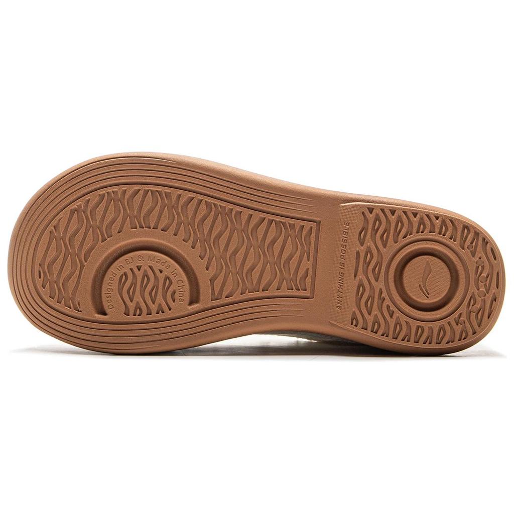 Li-Ning Honey Thick Sole Platform Sneakers Classic Comfortable Trendy Non-Slip Wear-Resistant Low-Top Women Sneakers White Brown AGCV096-1