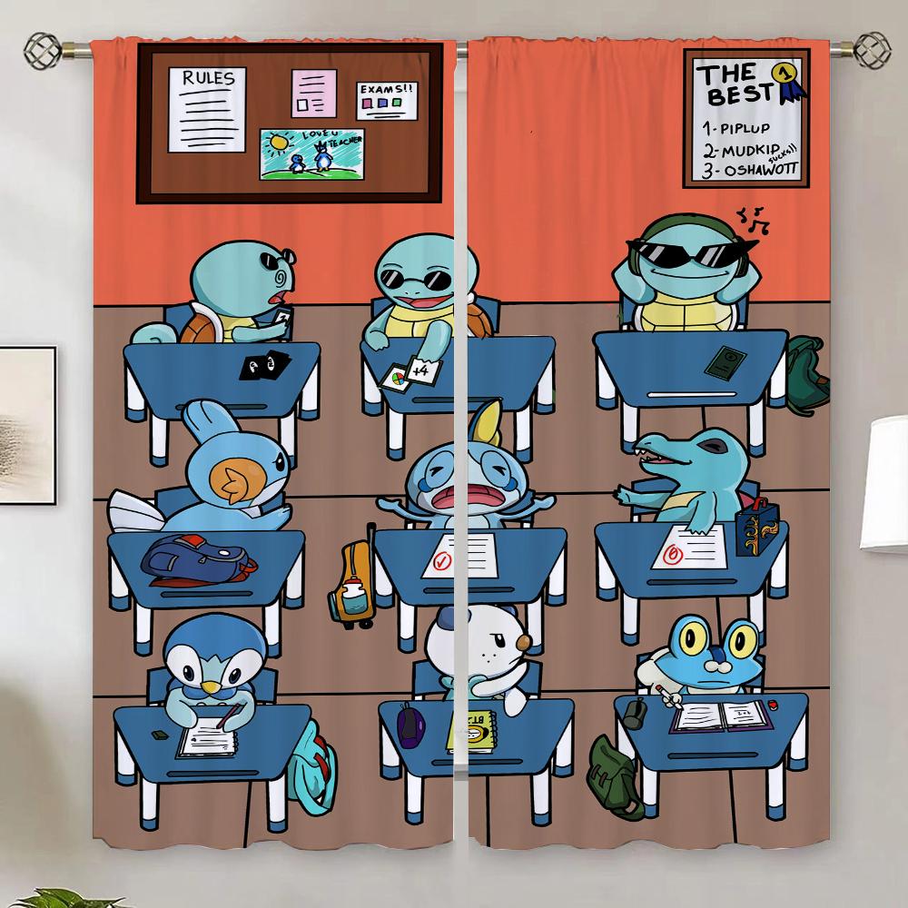 P-Poke-mon Home Interior Curtains for Bedroom Decoration Tentacles Blackout Curtain 100% Living Room Curtain Tiebacks Partition